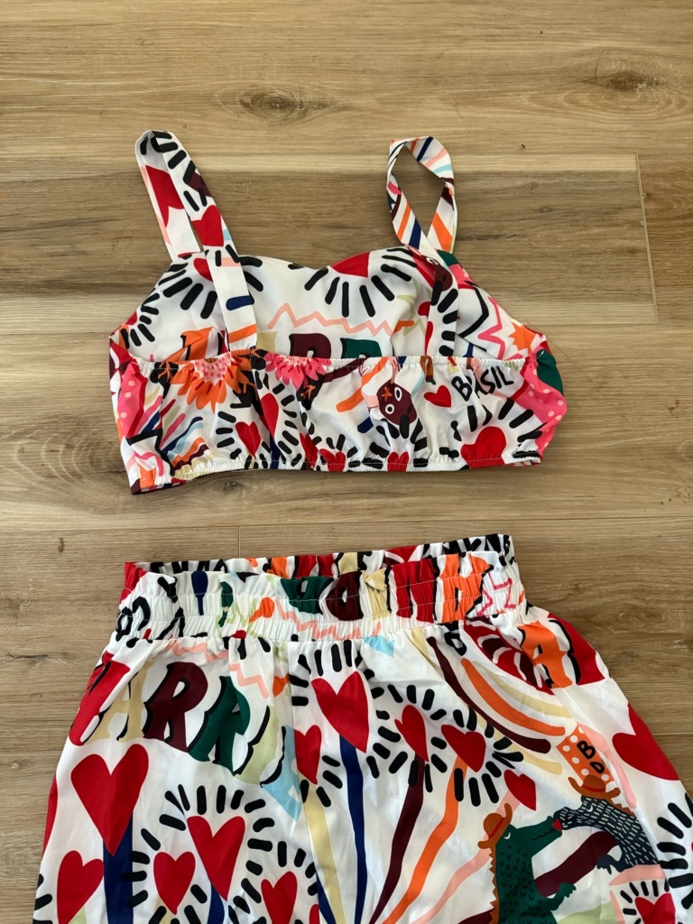 Colorful Heart & Fan Print Two-Piece Set - Picture 3 of 3